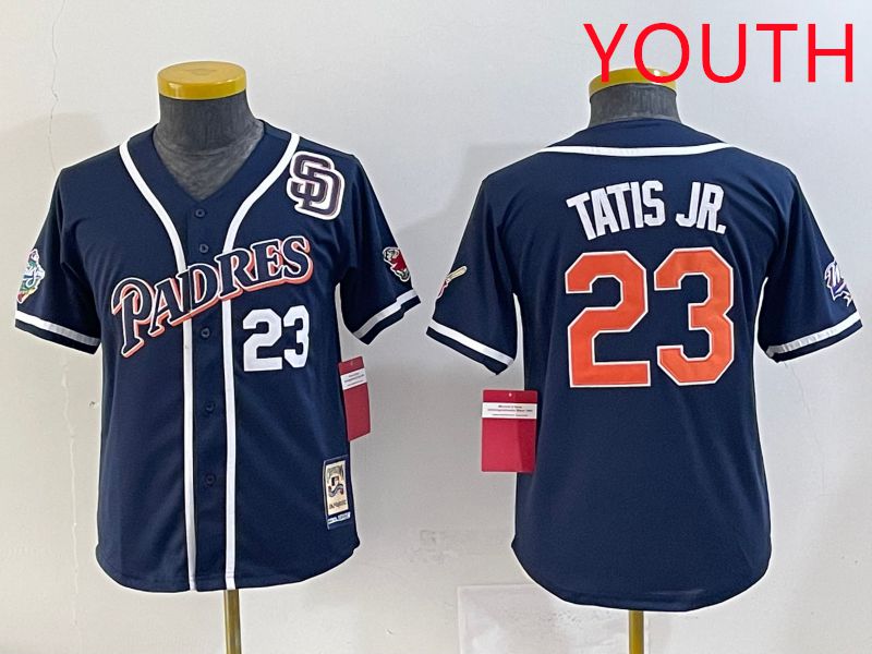 Youth 2025 San Diego Padres 23 Tatis jr Blue Throwback Game Nike MLB Jersey style 25